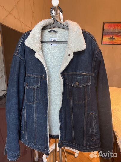 Джинсовая куртка с мехом шерпа