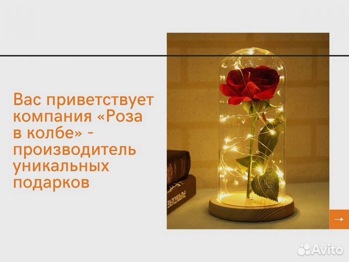 Неувядающая роза в колбе