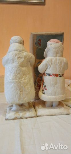 Дед Мороз в Коробке и Снегурочка 1966 год ватные