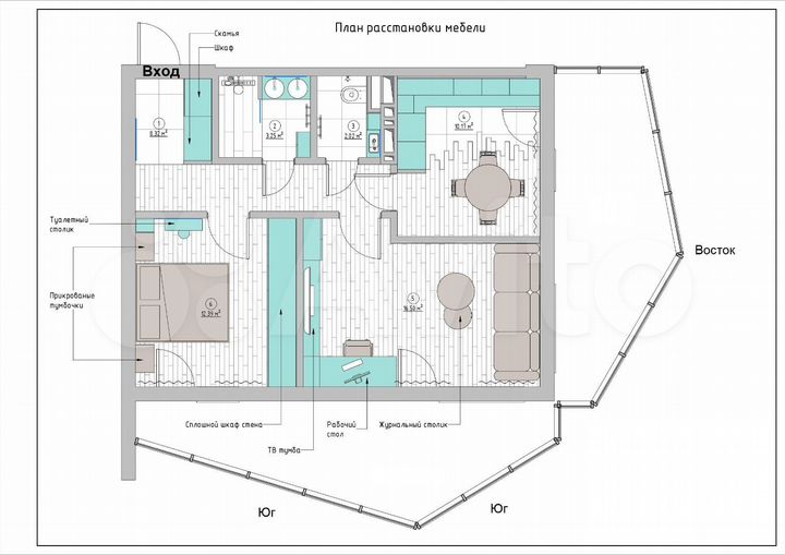 2-к. квартира, 59,3 м², 5/8 эт.