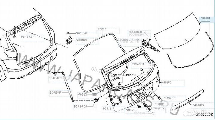 Стекло заднее Nissan qashqai (J11) 5D 2014