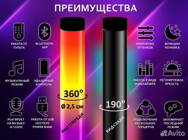 Торшеры rgb, новые с гарантией 2 года