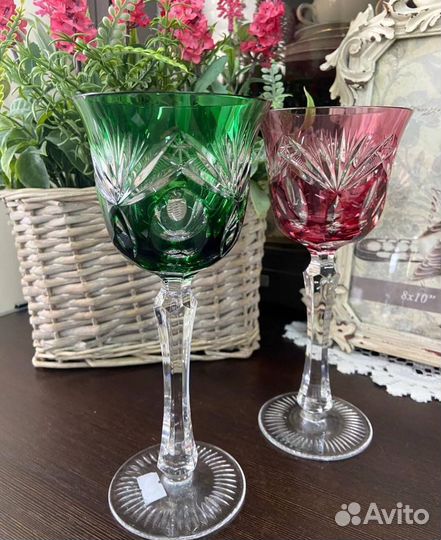 Шикарные фужеры из цветного немецкого хрусталя