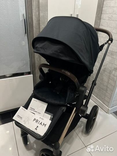 Коляска cybex priam Black 3 в 1 rose gold