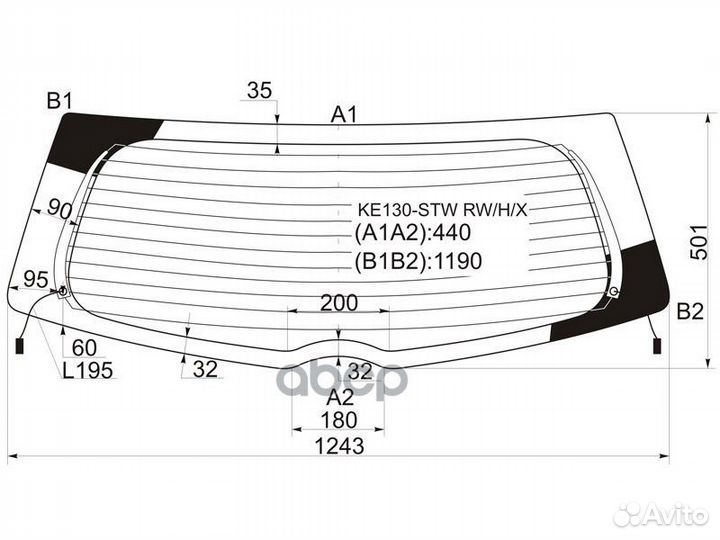 Стекло заднее (Цвет зеленый/ Обогрев) Toyota