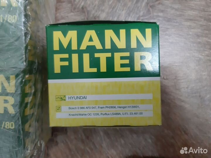 Фильтр масляный mann W811/80 Hyundai