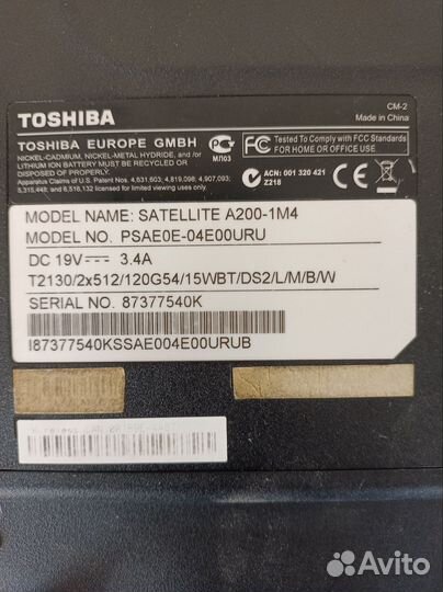 Ноутбук Toshiba satellite a200