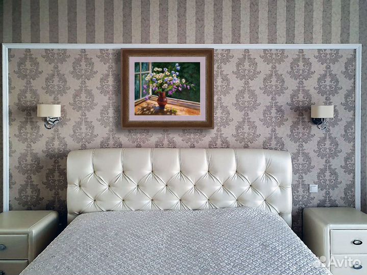 Картина маслом цветы. Букет Ромашек Радостный день