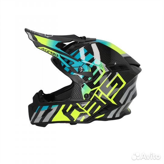 Шлем Acerbis Steel Carbon Light Blue/Fluo Yellow