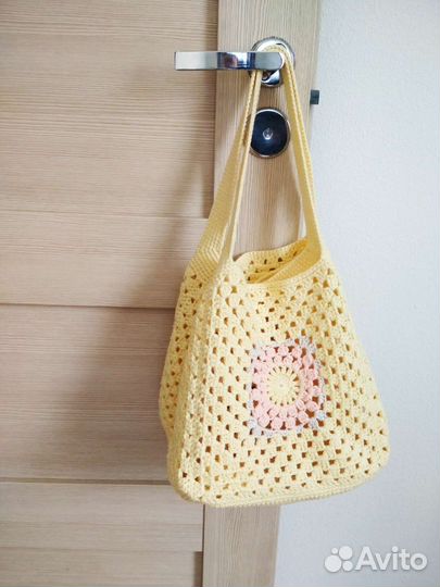 Вязаная панама и сумка пляжный комплект