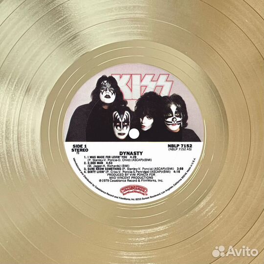Kiss Dynasty золотой винил в рамке в вариациях