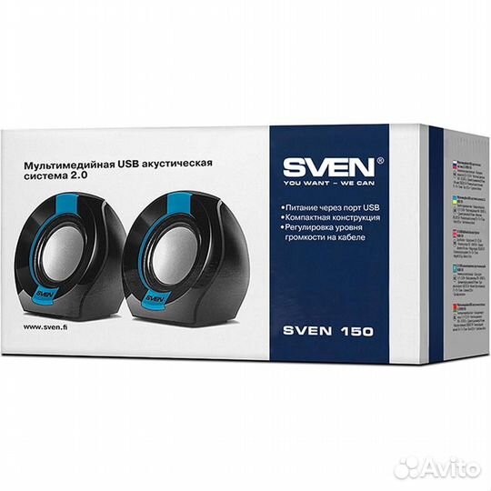 2.0 Колонки Sven 150 Black\Blue #337016