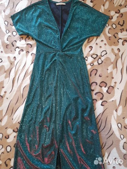 Вечернее платье в пол 42 44 зеленое