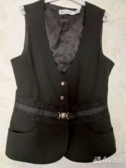 Чёрная школьная жилетка р.44/158