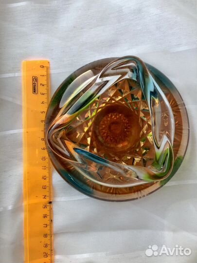 Пепельница винтаж СССР цветное чешское стекло
