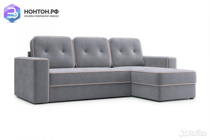 Диван угловой дельфин Берген серый