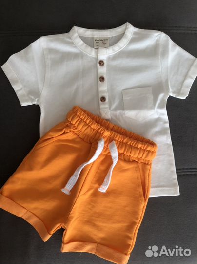 74/80 Костюм детский шорты и футболка, новый, хб