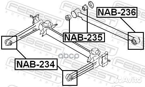 Сайлентблок балки моста зад прав/лев NAB234