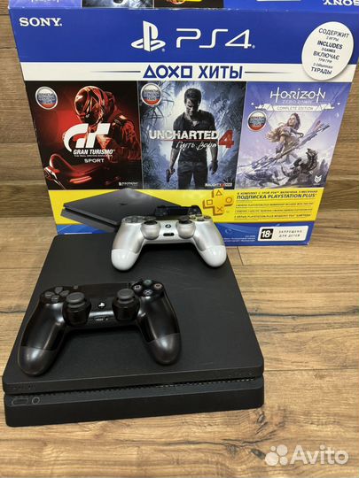 Sony playstation 4 slim 1tb+28игр+2геймпада