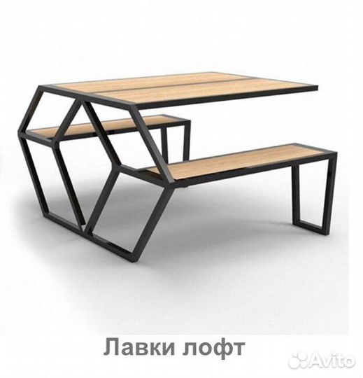 Стол и лавки в стиле лофт