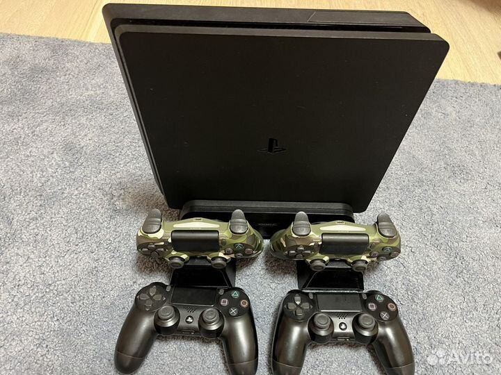 Ps 4 slim +4 джостика + док станция и + 3 игры в п