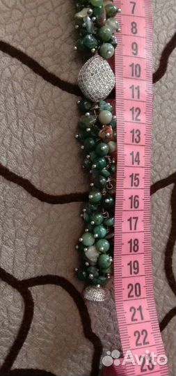 Браслет серебро,индийская яшма,сваровски