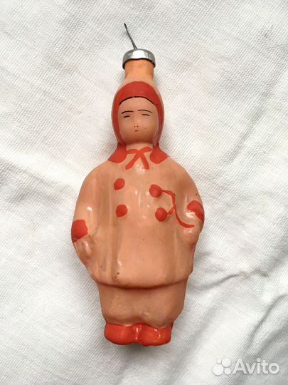 Елочная игрушка мальчик с рогаткой винтаж СССР
