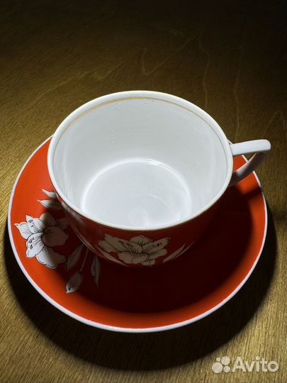 Чайная пара РСФСР вербилки 1946 год красная