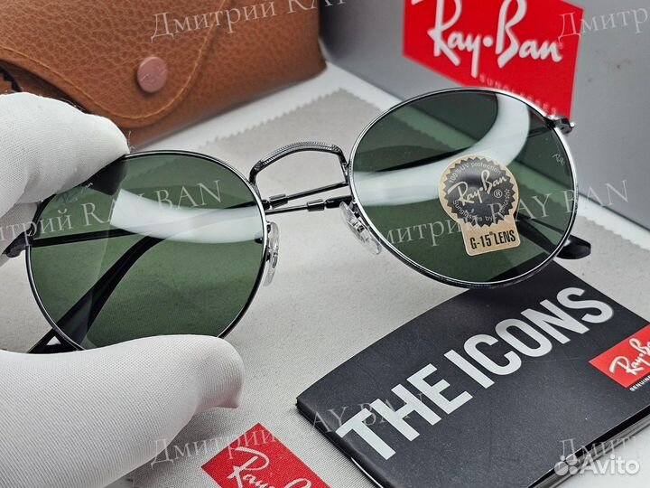 Очки Ray Ban 3447 Round Metal Green Стекло