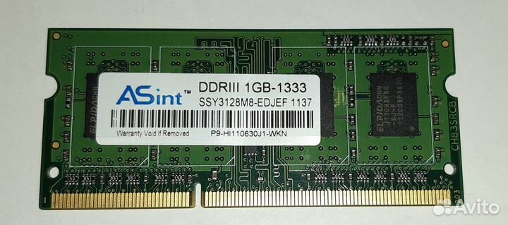 Оперативная память ASint DDR3 1333 мгц SO-dimm 1Gb