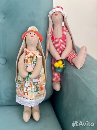 Интерьерные куклы тильда Пасха Пара кроликов