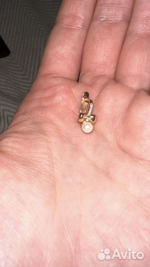 Золотые серьги с жемчугом 585