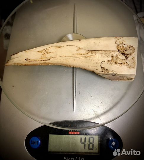 Пано бивень мамонта СССР, ручная роспись