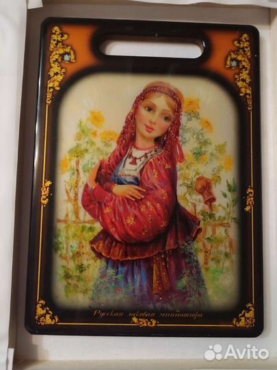 Лаковая миниатюра Палех доска разделочная