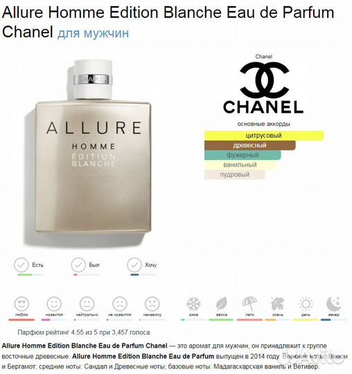 Chanel Allure Homme Edition Blanche распив 5мл