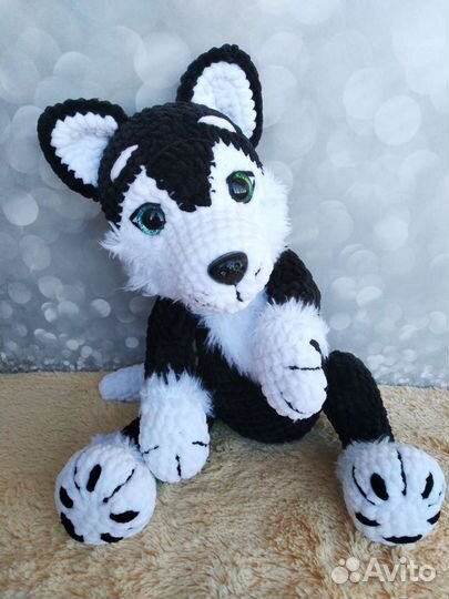 Мягкая игрушка Хаски вязаная крючком