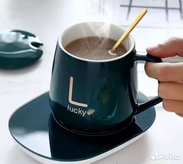 Кружка с подогревом с крышкой и ложкой