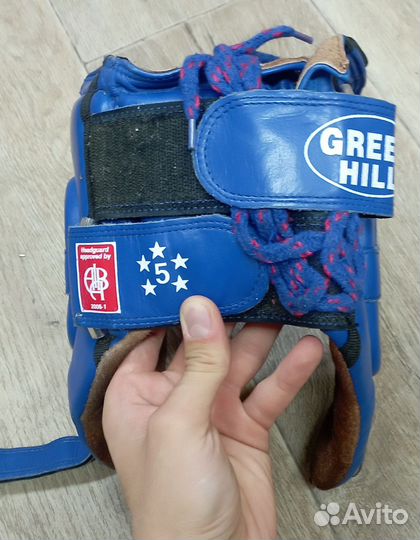 Шлем для кикбоксинга Green Hill (синий, кожа)