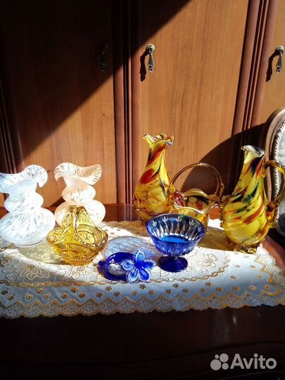 Ваза цветное стекло, хрусталь СССР