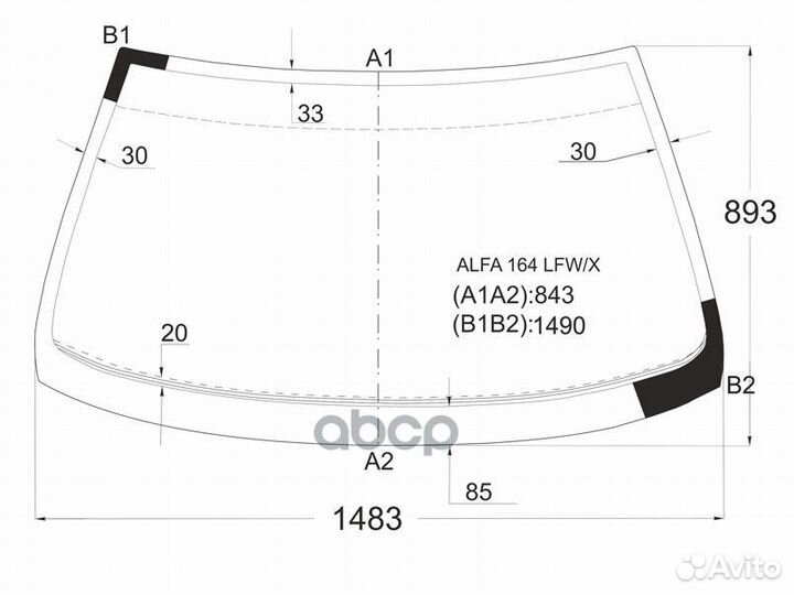 Стекло лобовое alfa romeo 164 87-98 alfa164 LFW
