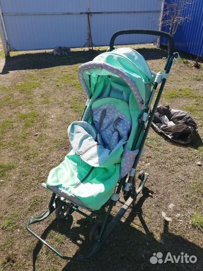 Детские санки коляска с колесами