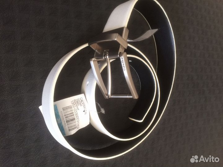 Ремень кожаный Новый Calvin Klein белый - черный