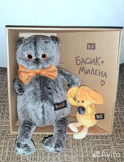 Кот Басик с мышкой Миленой 25 см. Новый Basic
