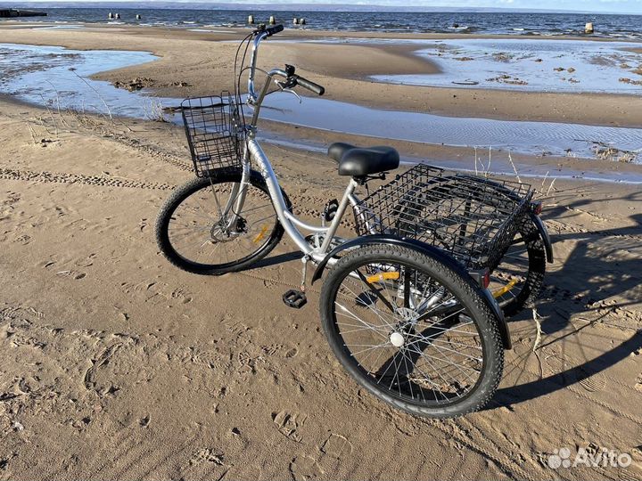 Велосипед для взрослых трехколесный большой с корз