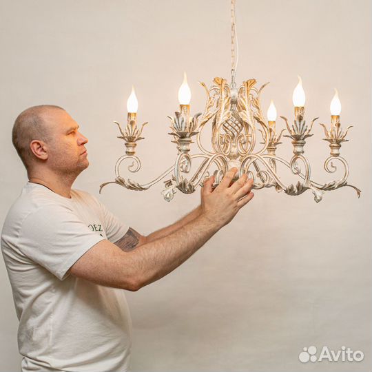 Люстра Виченца белая с золотой патиной