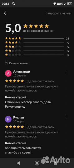 Профессиональная заточка,ремонт ножей,парикмахерск