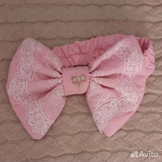 Бант на выписку розовый