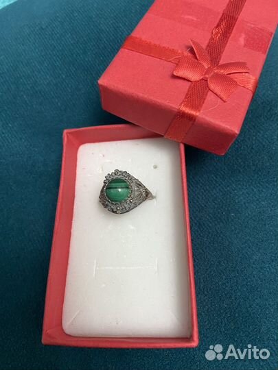 Перстень Винтаж. Серебро 925 с малахитом