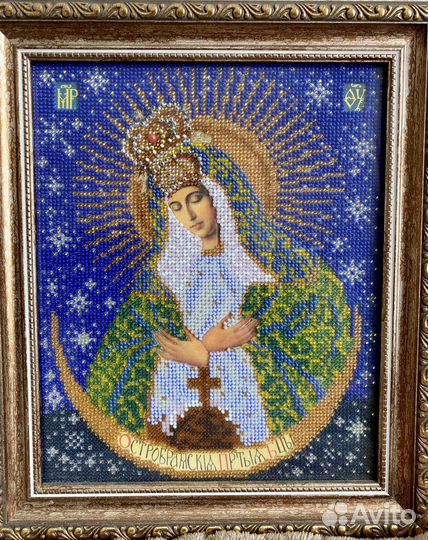 Икона Божией Матери «Остробрамская» бисером