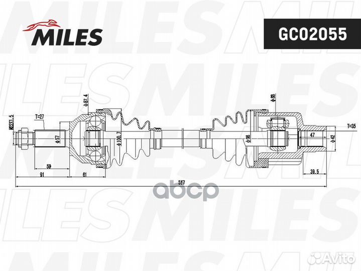 Привод в сборе ford mondeo 1.8-2.5 93-00 прав